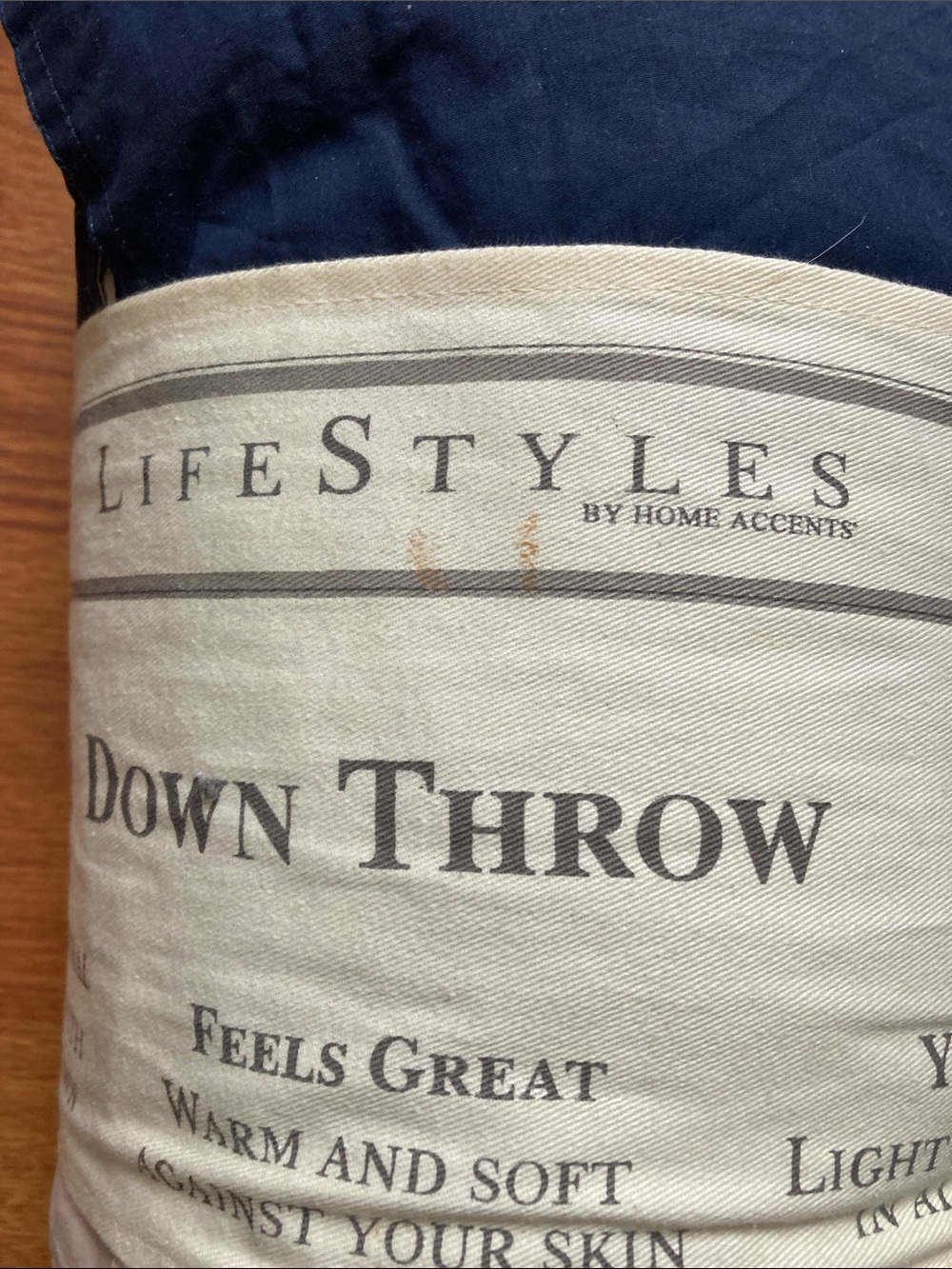 LifeStyles Navy Down Throw Blanket - Picture 2 of 4